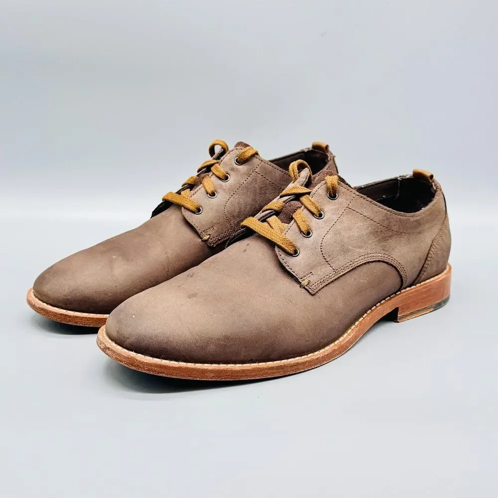 Cole Haan Shoes Mens 7.5 Brown Nubuck Leather Feathercraft Blucher Oxford Dress